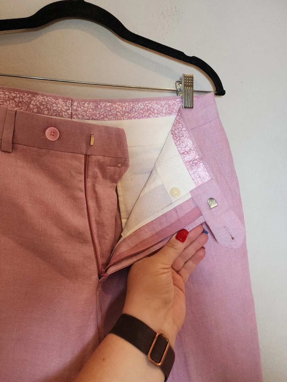 33x32 100% Linen Pink Pants Bar lll Men's Size 33 Slacks Dress Pants Breathable